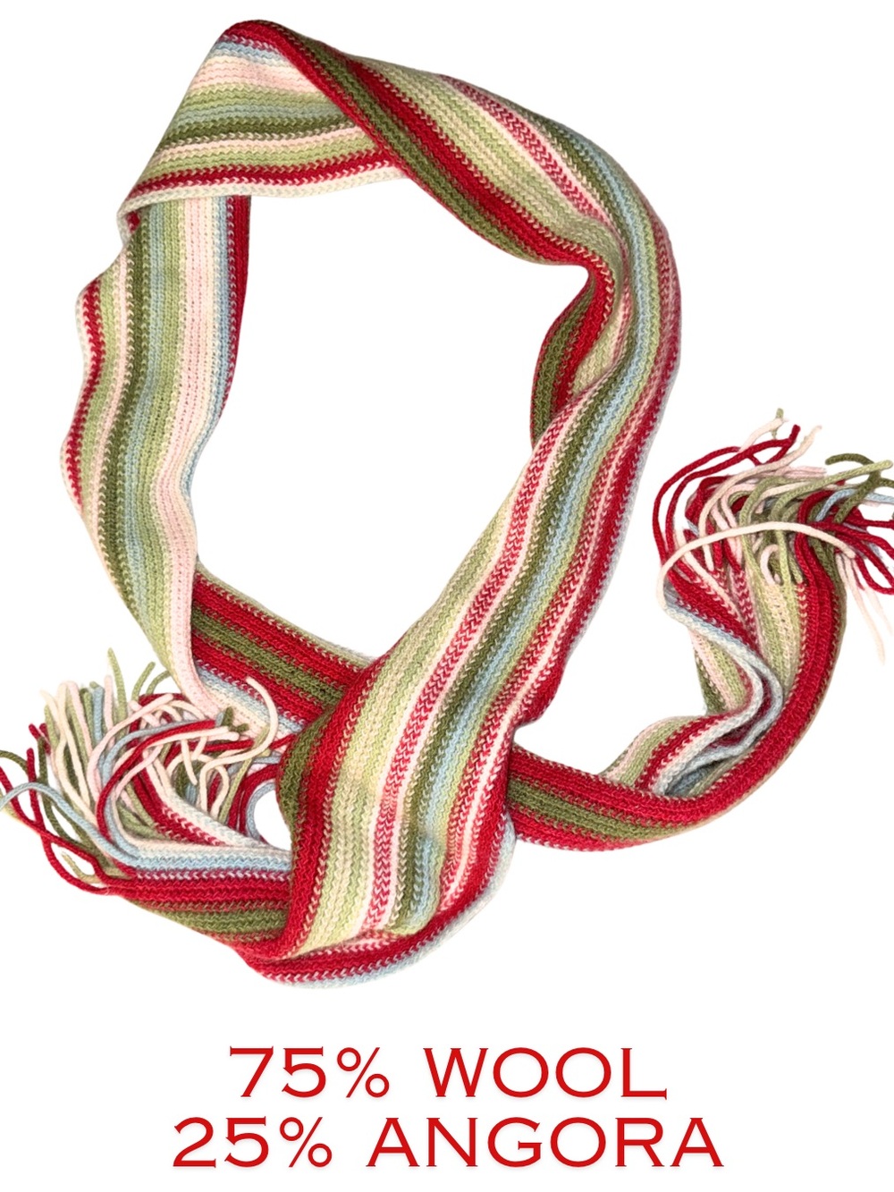 Lacoste Striped Wool Angora Scarf Multicolor Bright Stripes Fringed Designer